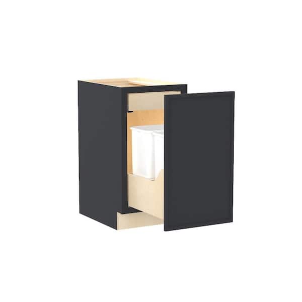 Home Decorators Collection Franklin 18 in. W x 24 in. D x 34.5 in. H Assembled Plywood Trash Can Kitchen Cabinet in Valiant Onyx with Soft Close