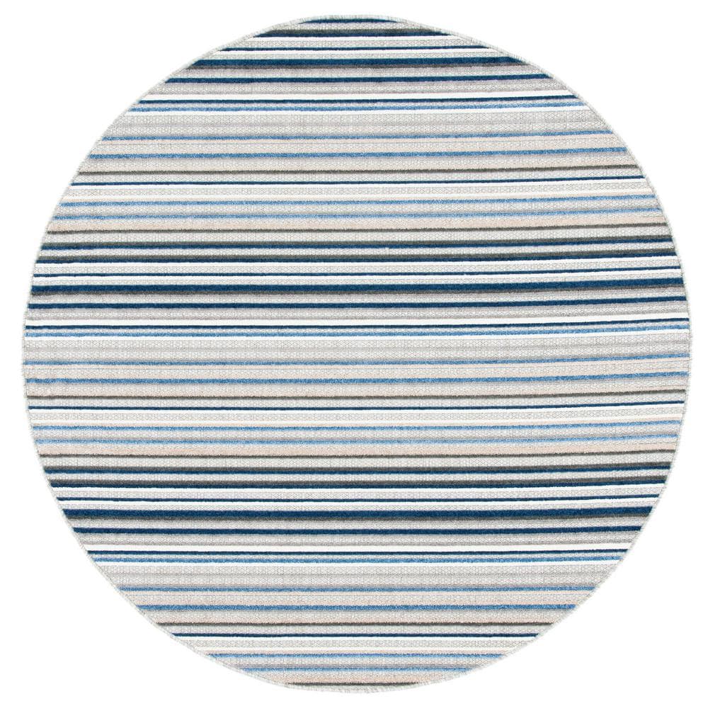 Cabana Gray/Blue 3 ft. x 3 ft. Striped Round Indoor/Outdoor Area Rug price history on PriceWatchPro