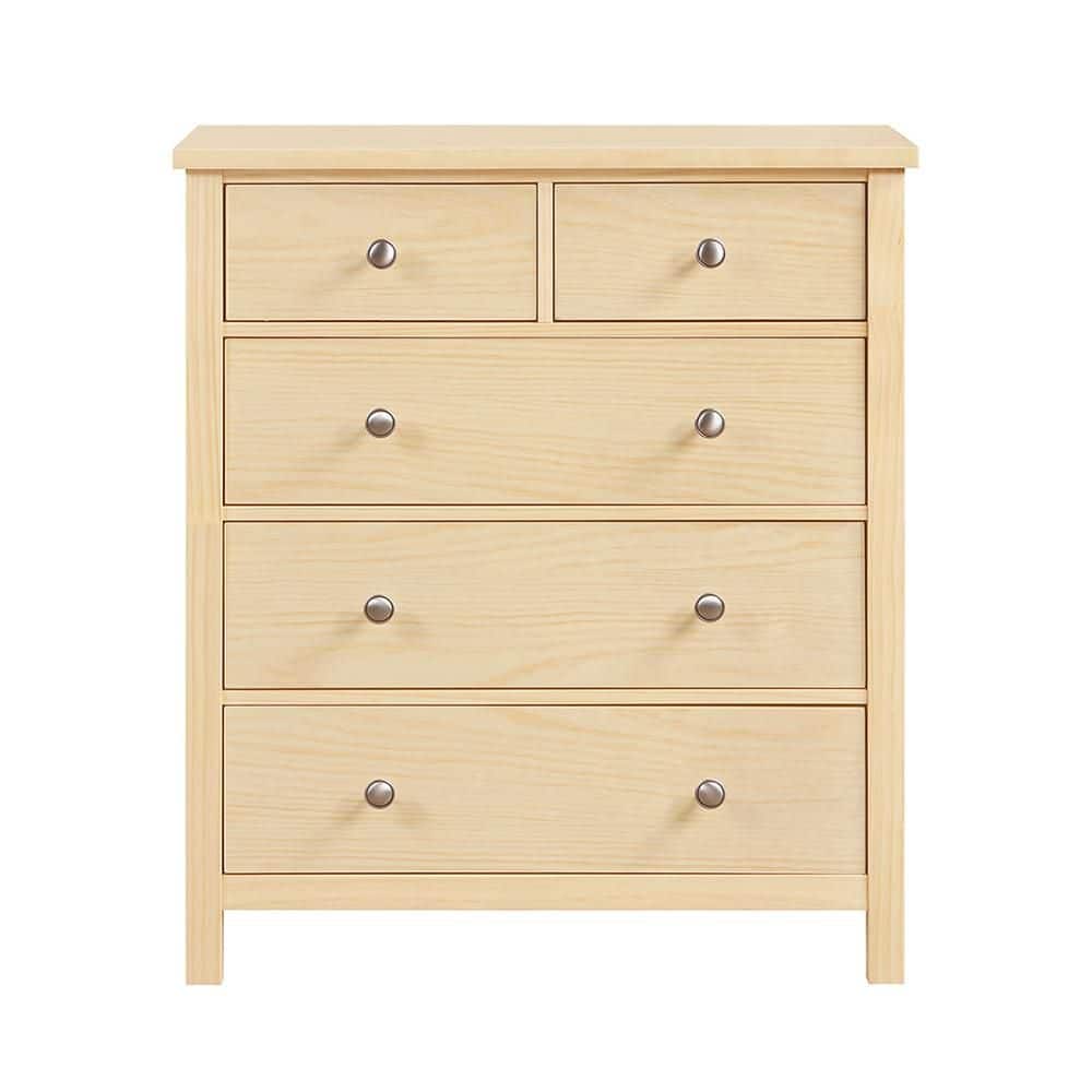 Lazzara Spaced Natural Pine 5-Drawer 36.5 in. W Chest of Drawers