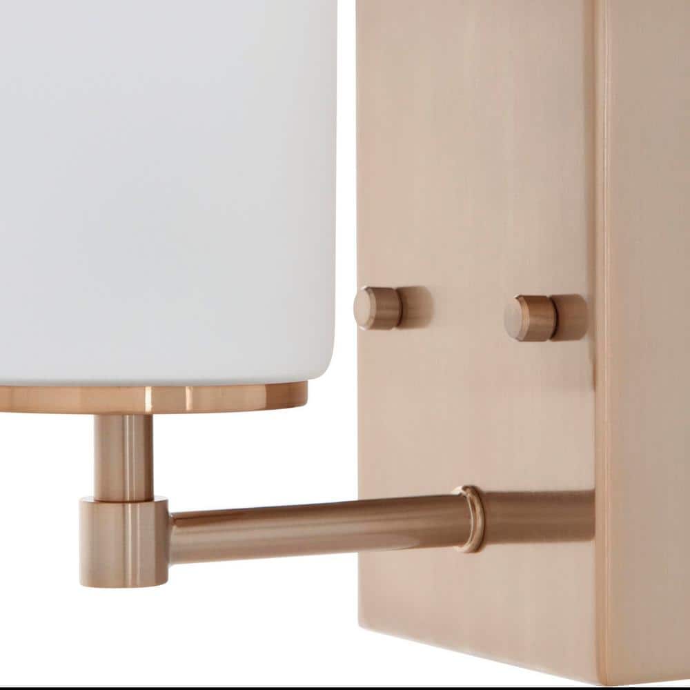 Satin Brass and Bronze Dimmable Wall Sconce with Etched Glass Shade