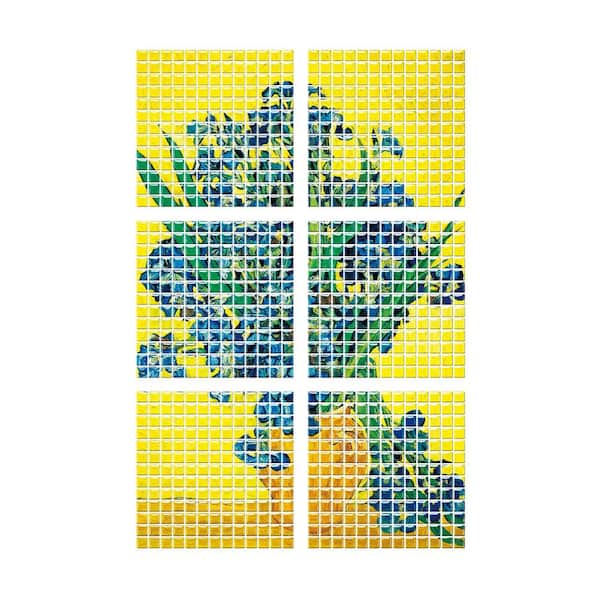 Vsmile 10 in. x 10 in. x 0.04 in. Yellow DIY Peel and Stick Removable Adhesive Wall Stickers, Vinyl Decorative Wall Tile,6-Pack