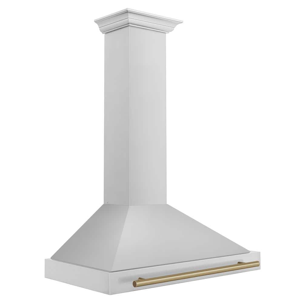36" Stainless Steel Wall Mount Range Hood with Champagne Bronze Accents
