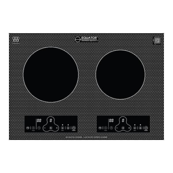 Equator 20 in. Horizontal 2 elements Dual Induction Cooktop ceramic glass surface 9 Power Built in/Freestanding 110V Black