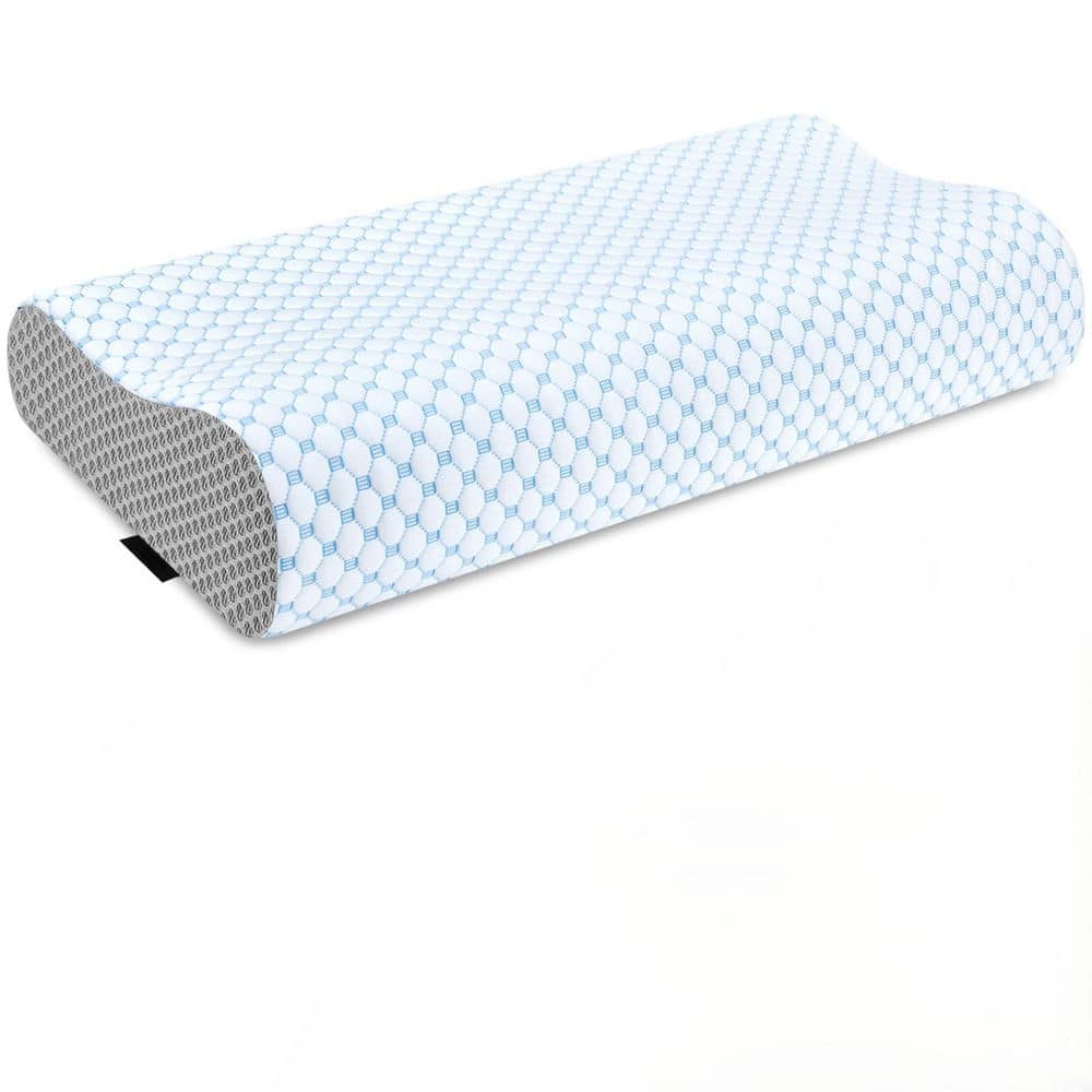 Cooling Contour Memory Foam Standard Adjustable Cervical Orthopedic Neck Support Bed Pillow Blue and Gray (1-Pack) price history on PriceWatchPro