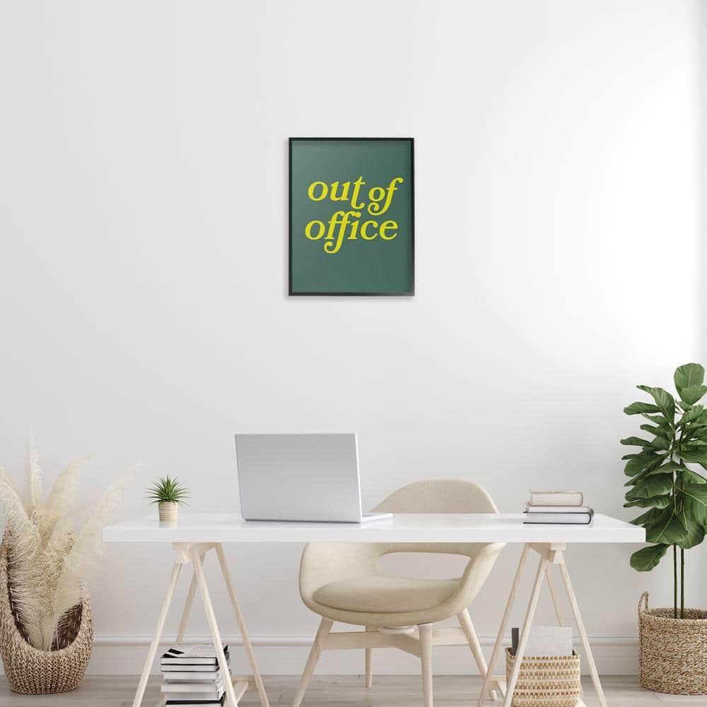 Minimal Out Of Office by Victoria Barnes Black Framed Typography Giclee Art Print 20 in. x 16 in.