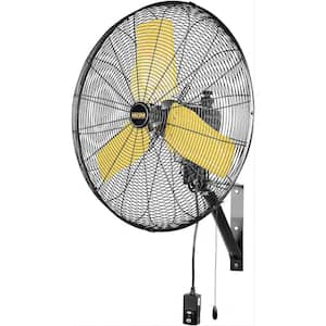 24 in. Safety Yellow Outdoor Oscillating Weatherproof Wall Mounted Fan 9 ft. Cord  GFCI Plug, 8900 CFM Duty Fan