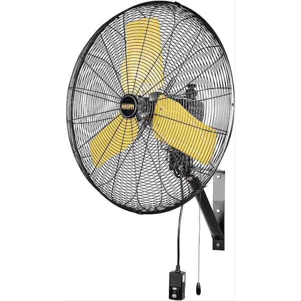 Deeshe 24 in. Safety Yellow Outdoor Oscillating Weatherproof Wall Mounted Fan 9 ft. Cord  GFCI Plug, 8900 CFM Duty Fan