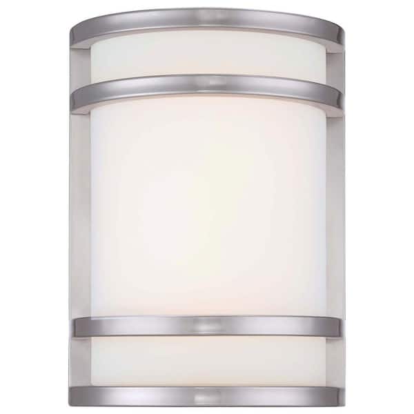 the great outdoors by Minka Lavery Bay View 1-Light Stainless Steel Outdoor Integrated LED Pocket Wall Lantern Sconce