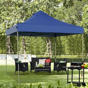 10 ft. x 10 ft. Blue Pop Up Canopy Tent Easy Set-up Outdoor Tent Commercial Instant Shelter w/3 Adjustable Heights