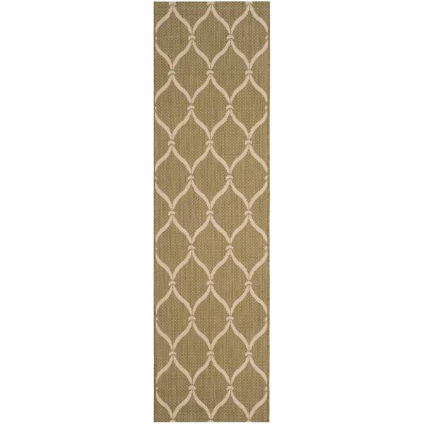 SAFAVIEH Courtyard Green/Beige 2 ft. x 12 ft. Trellis Indoor/Outdoor ...