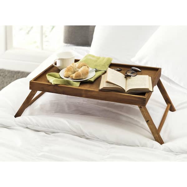 Home Basics 19.5 in. W x 8.25 H x 11.5 Folding Multi-Purpose Rustic Bed  Trays with Carved Handles, Pine HDC50466 - The Home Depot