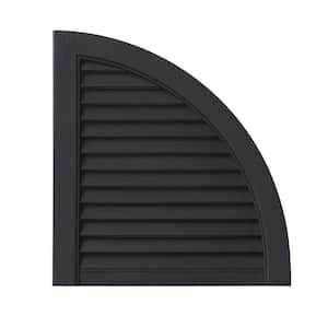15 in. x 16 in. Polypropylene Open Louvered Design Black Shutter Arch Top