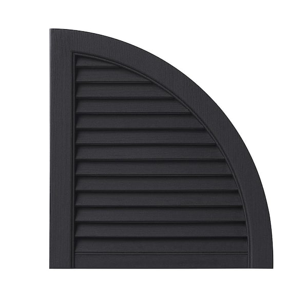 Ply Gem 15 in. x 16 in. Polypropylene Open Louvered Design Black Shutter Arch Top