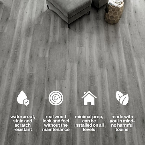 Lucida USA (Sample) Maxcore Dolomite Gray Wood Look 28-mil Waterproof Interlocking Luxury Vinyl Plank