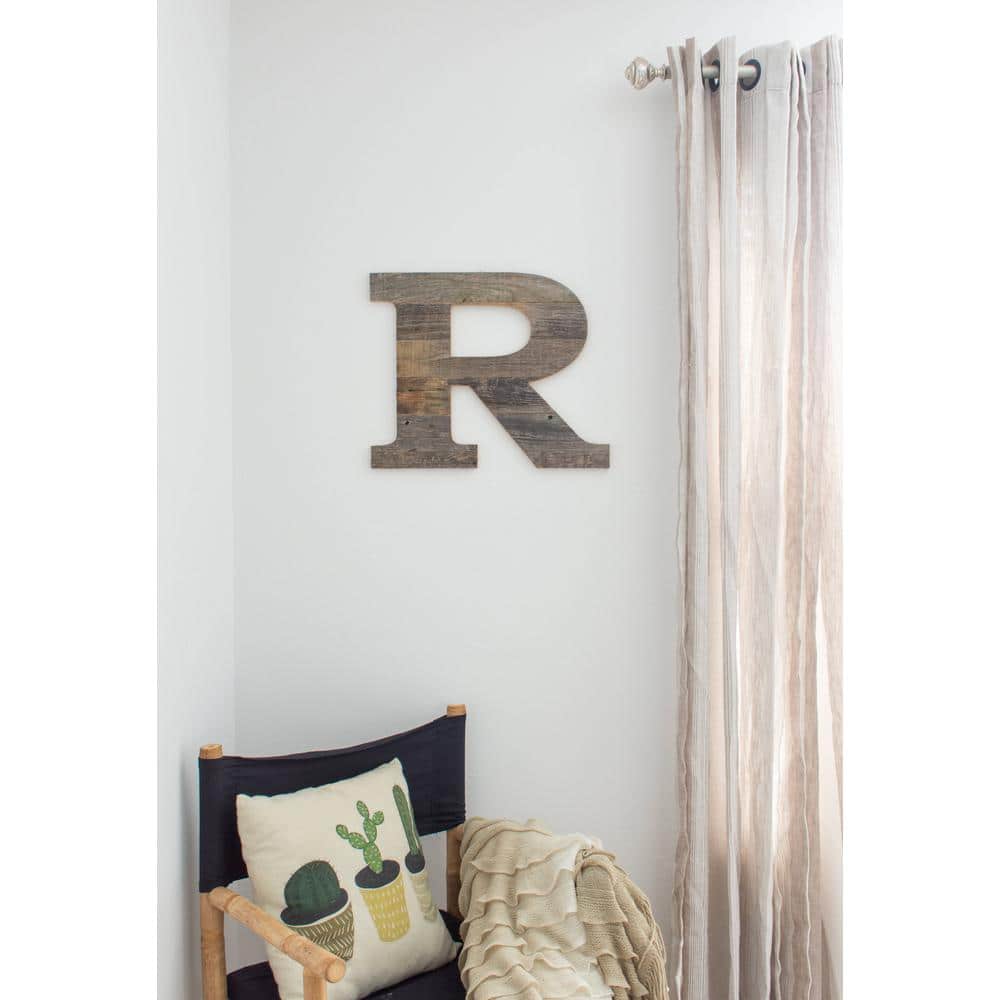 Rustic Weathered Gray Reclaimed Wood Monogram Letter, 16" Tall