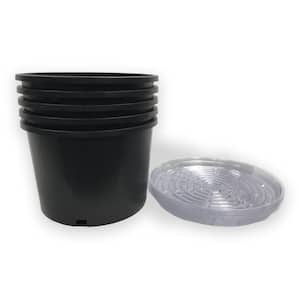 3 Gal. Plastic Nursery Pots with Saucers (5-Pack)