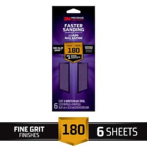 Pro Grade Precision 3-2/3 in. x 9 in. 180-Grit (Fine) Faster Sanding Sheets (6-Sheets/Pack)