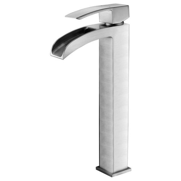 ANZZI Mezzo Series Deco-Glass Vessel Sink in Slumber Wisp with Key Faucet in Brushed Nickel