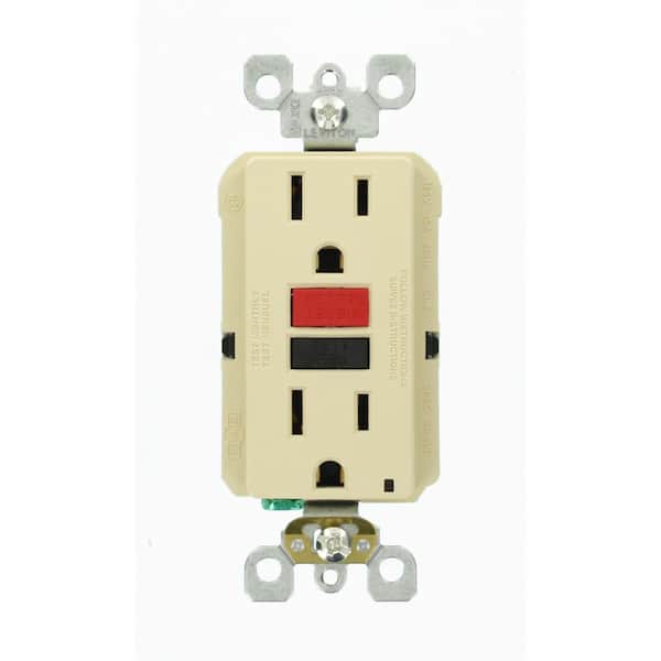15 Amp Self-Test SmartlockPro Slim Duplex GFCI Outlet, Ivory