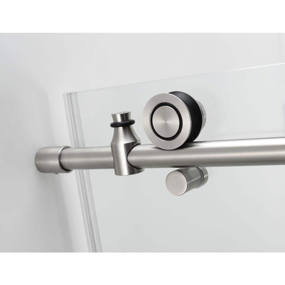 Coraline XL Frameless Sliding Shower Enclosure with Clear Glass and Stainless Steel