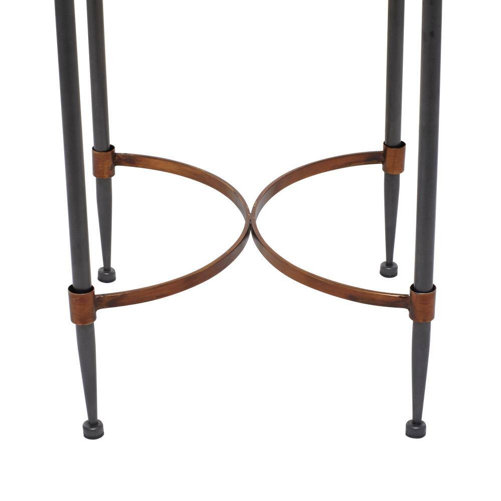 Elegant Black Metal and Glass Round Accent Table