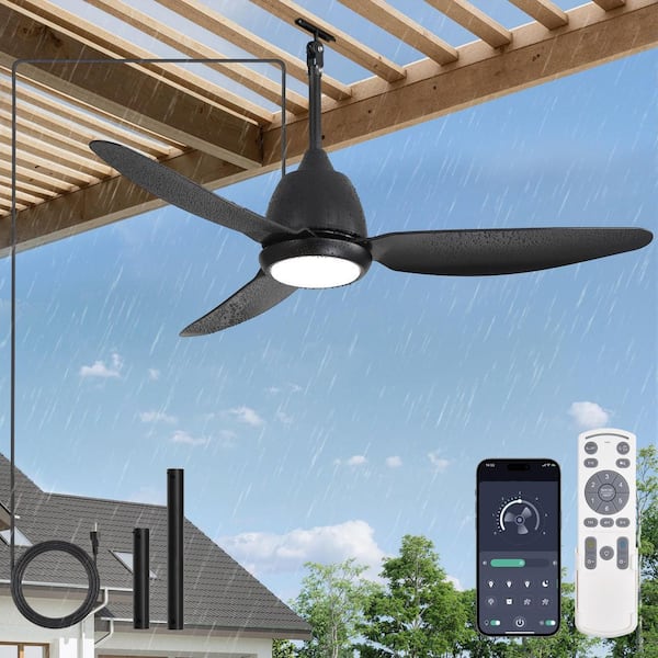 HINNIXY 42 in Outdoor Black Fandelier Downrod Waterproof Ceiling