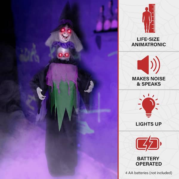 6 ft. Animatronic Witch with Lights and Sound, Indoor or Covered Outdoor Halloween Decoration