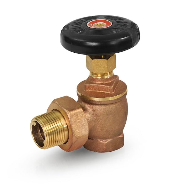 1/2 in. Brass Steam Angle Radiator Valve FIP x Male Union, with Molded Thermal Plastic Handle