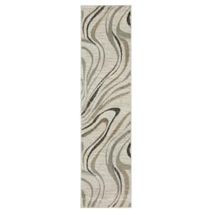 Chateau Beige/Multi-Colored 2 ft. x 8 ft. Abstract Swirl Polypropylene Indoor Runner Area Rug