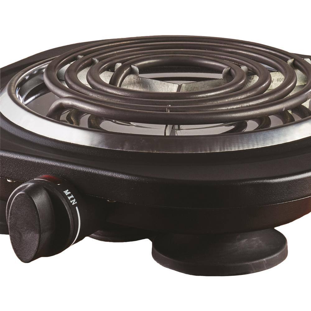 Compact Black Stainless Steel Single Electric Burner