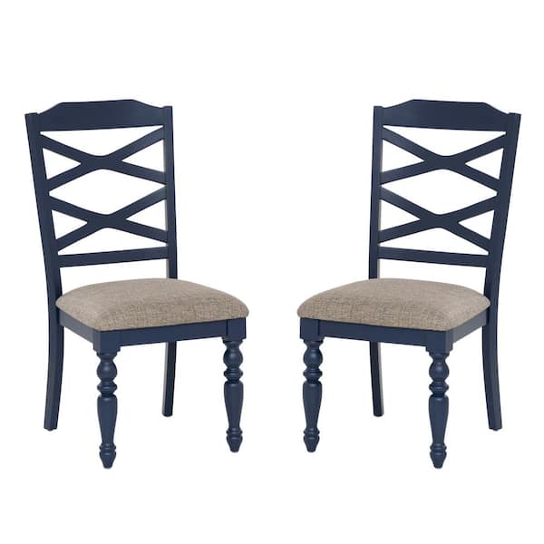 Aster Navy Blue Fabric Seat Dining Side Chair Set of 2