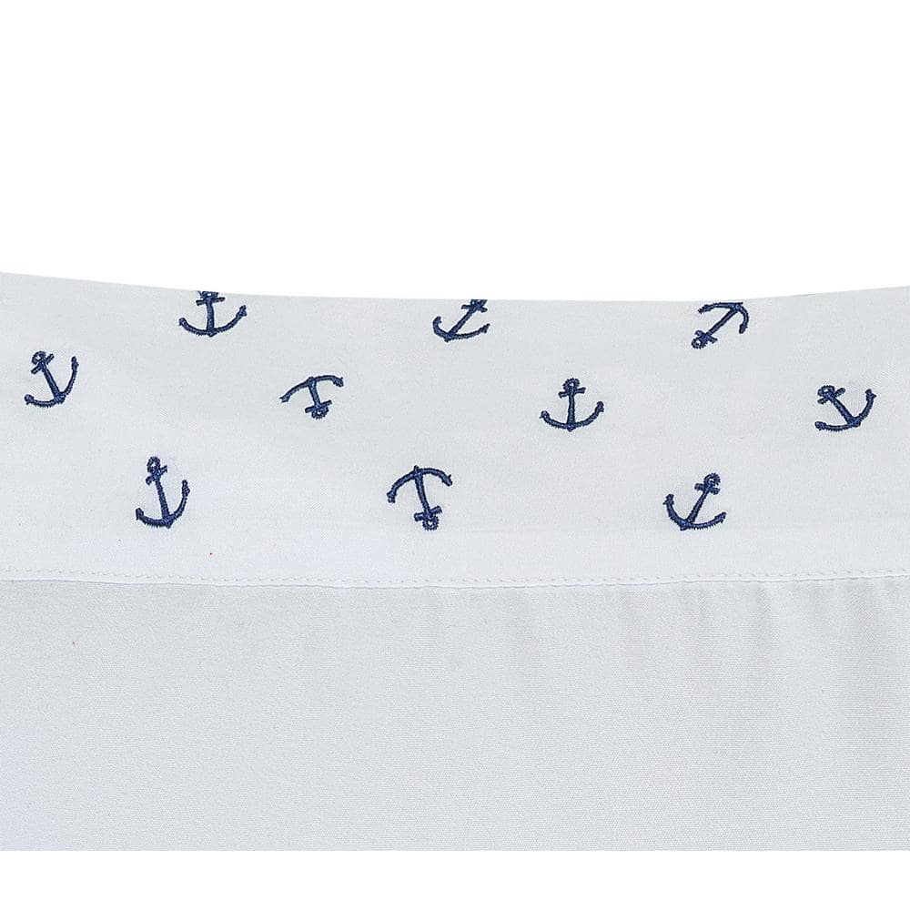 White Embroidered Anchor Microfiber Full Sheet Set