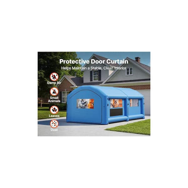 Inflatable Paint Booth, 23 x 13.1 x 9 ft., 750W+480W Powerful Blowers and Air Filter System, Portable for Small Truck