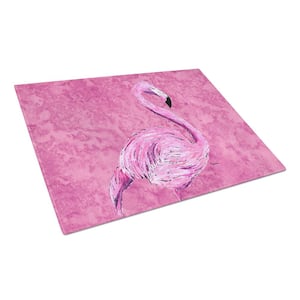 Flamingo on Pink Tempered Glass Large Cutting Board