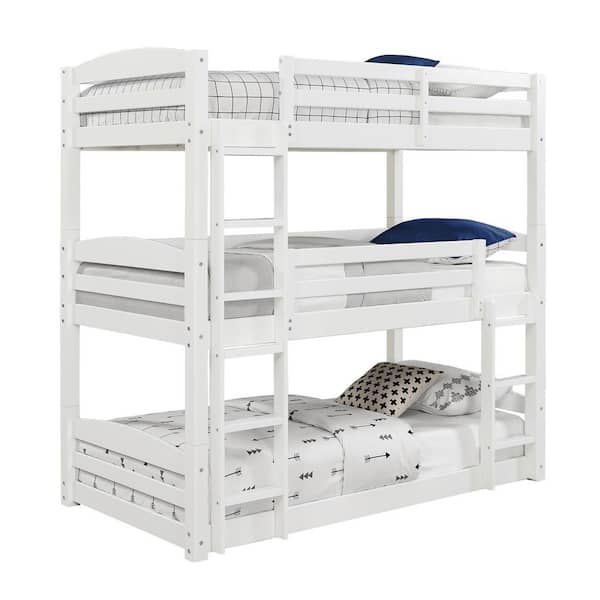 Dorel Living Noma White Triple Twin, 3 Bunk Beds Together