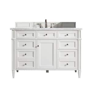Brittany 48.0 in. W x 23.5 in. D x 34 in. H Bathroom Vanity in Bright White with Carrara Marble Marble Top