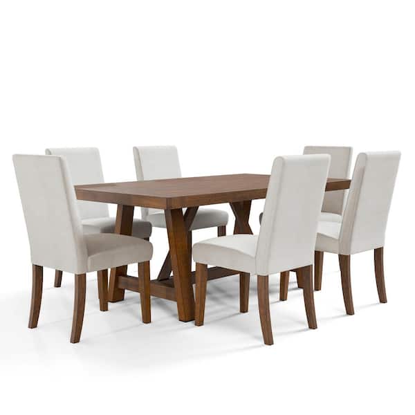 Dayes 7-Piece Rectangle Rustic Brown Wood Top Dining Room Set Seats 6