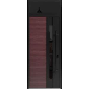0162 36 in. x 96 in. Left-hand/Inswing Transom Tinted Glass Red Oak Steel Prehung Front Door with Hardware