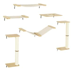 PawHut 6-Pieces Cat Wall Shelves, Pet Wall-mounted Climbing Shelf Set with  Ladders, Scratching Posts, Jumping Platforms, Oak D30-638V00AK - The Home  Depot