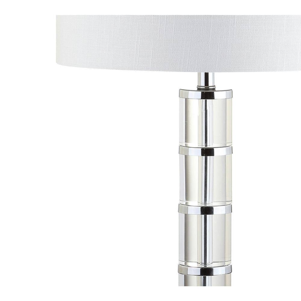 Hailey 26" Antique Crystal & Chrome Table Lamp with White Linen Shade