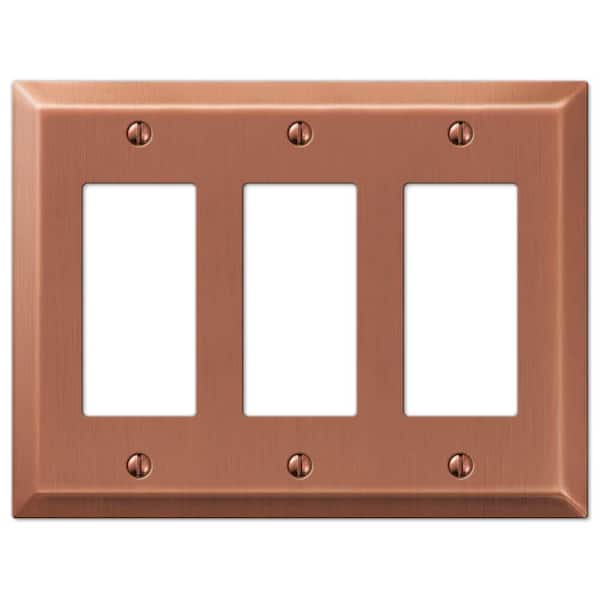 Metallic 3 Gang Rocker Steel Wall Plate - Antique Copper