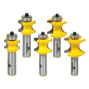 Bullnose 1/2 in. Shank Carbide Tipped Router Bit Set (5-Piece)