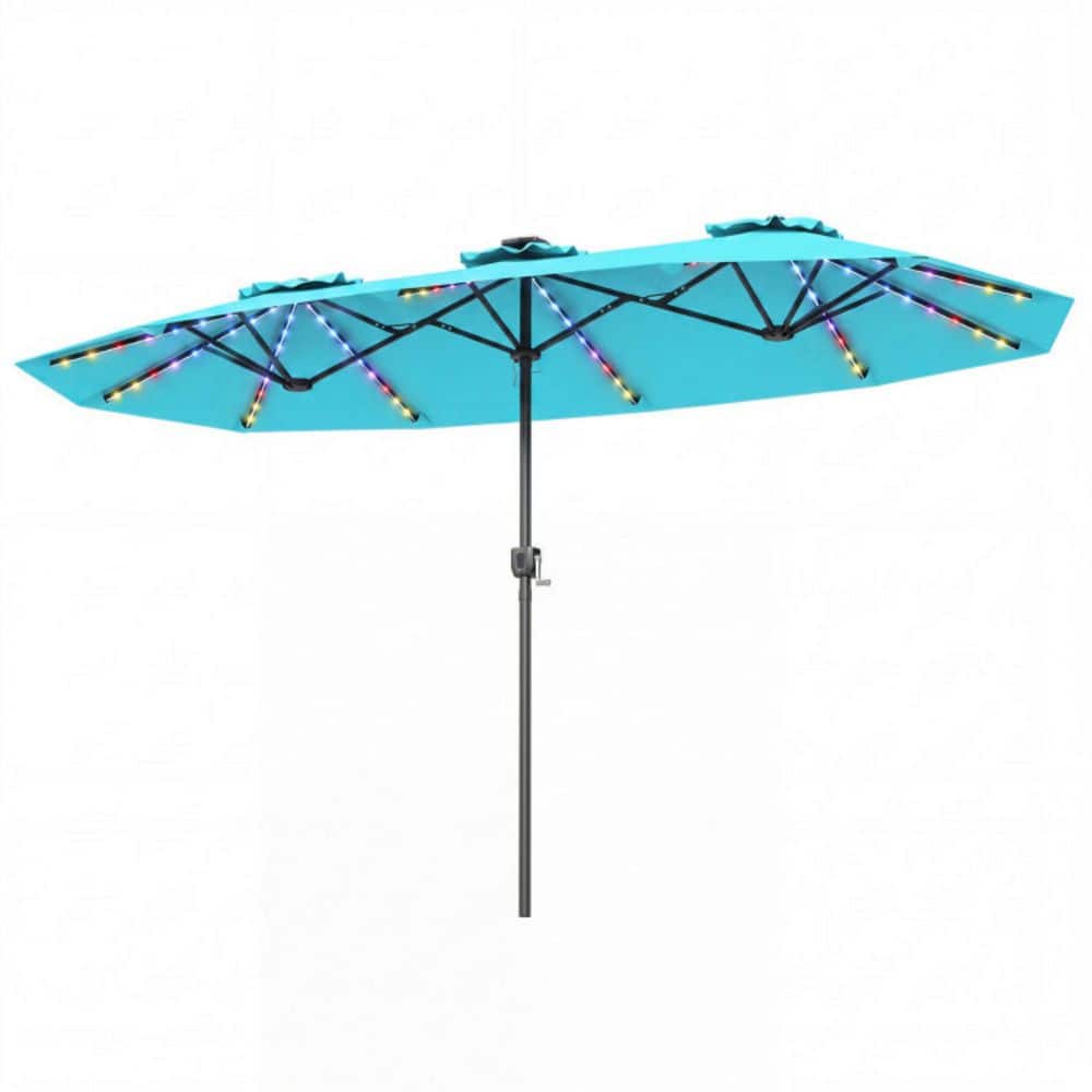 13 ft. Solar Double-Sided Patio Umbrella with 108 LED Lights, 12 Lighting Modes & Crank in Turquoise price history on PriceWatchPro