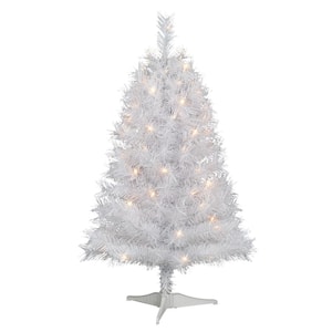 3 ft Pre-Lit White Snow Ridge Fir Artificial Christmas Tree