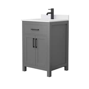 Beckett 24 in. W x 22 in. D x 35 in . H Single Bath Vanity in Dark Gray with White Cultured Marble Top