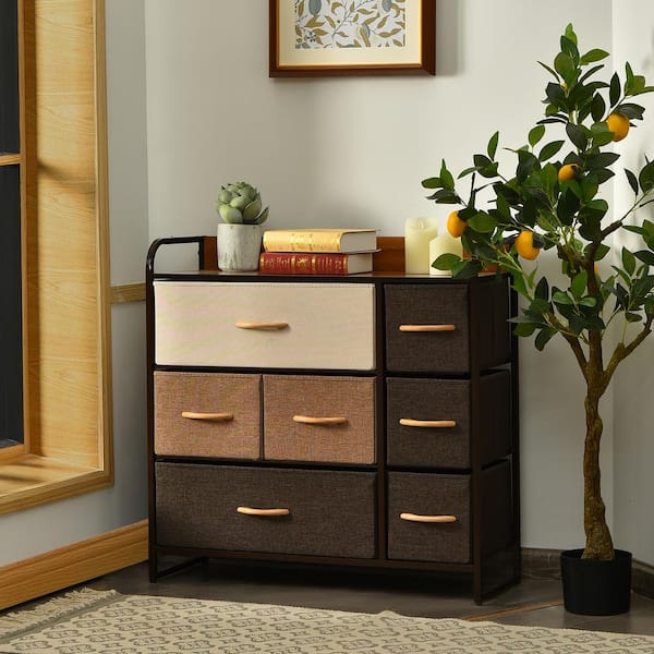 white christmas dresses Modern Design Bedroom Furniture 1Pc Cream Finish And Black 6 Drawers B main image 1