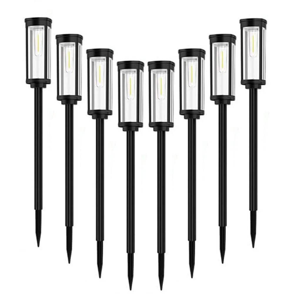 Outdoor Solar-Powered Street Light, Warm White Light (8-Pack