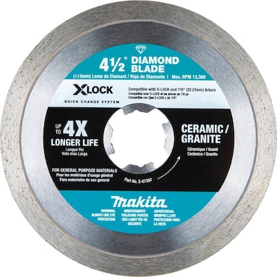 X-LOCK 4-1/2 in. Continuous Rim Diamond Blade for Ceramic and Granite Cutting