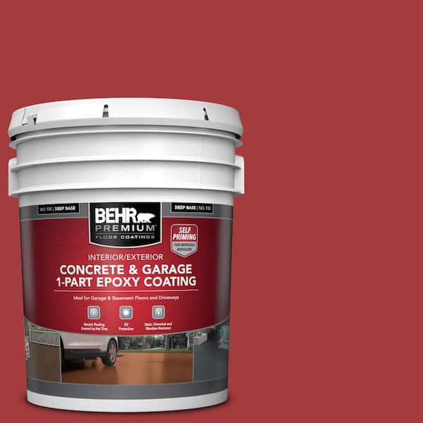 BEHR PREMIUM 5 gal. #PFC-03 Red Baron Self-Priming 1-Part Epoxy Satin Interior/Exterior Concrete and Garage Floor Paint