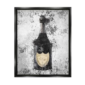 Champagne Grey Gold Ink Illustration by Amanda Greenwood Floater Frame Food Wall Art Print 25 in. x 31 in.